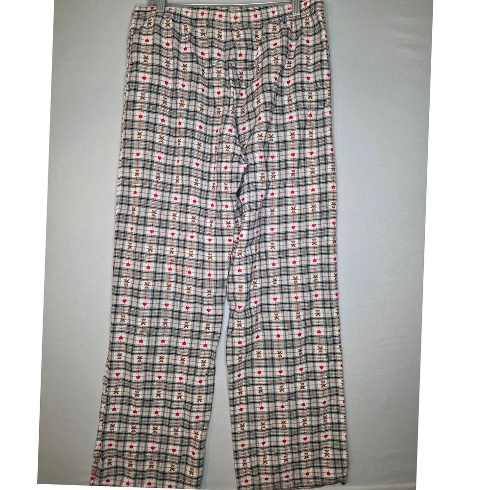 Things Between - Noelle Plaid Teddy Bear Pajama‎ Pants Large Cozy 100% Cotton